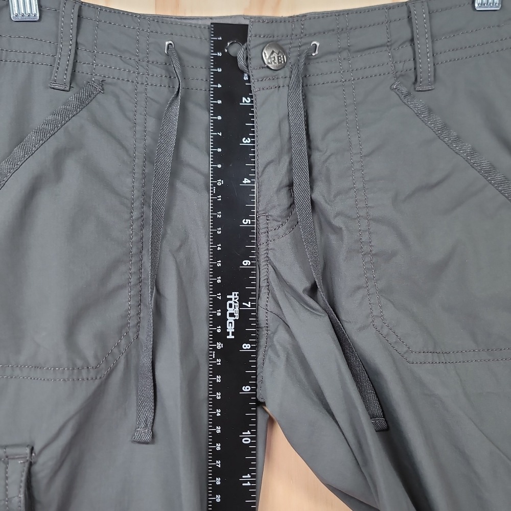 REI Hiking Pants Womens 0 Petite Gray Nylon Cargo Outdoor Draw String Waist Adj - Picture 7 of 16